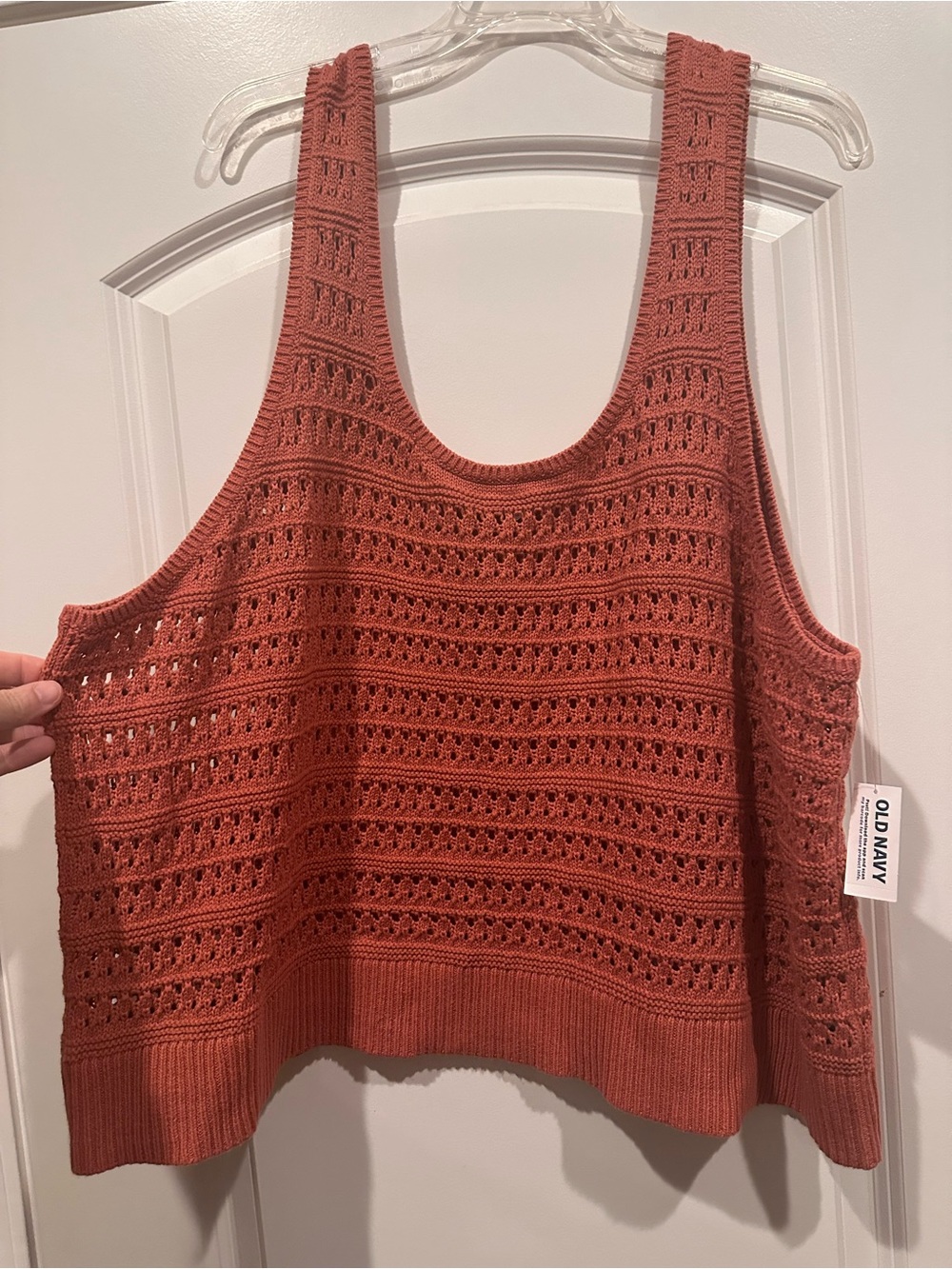 Old Navy Women's Rust Orange Openwork Knit Tank
